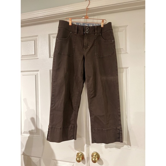 Jagermeister Pants - Vtg Jag Womens Y2K Chocolate Brown Low Rise Stretch Cropped Pants‎ Sz 10 90S